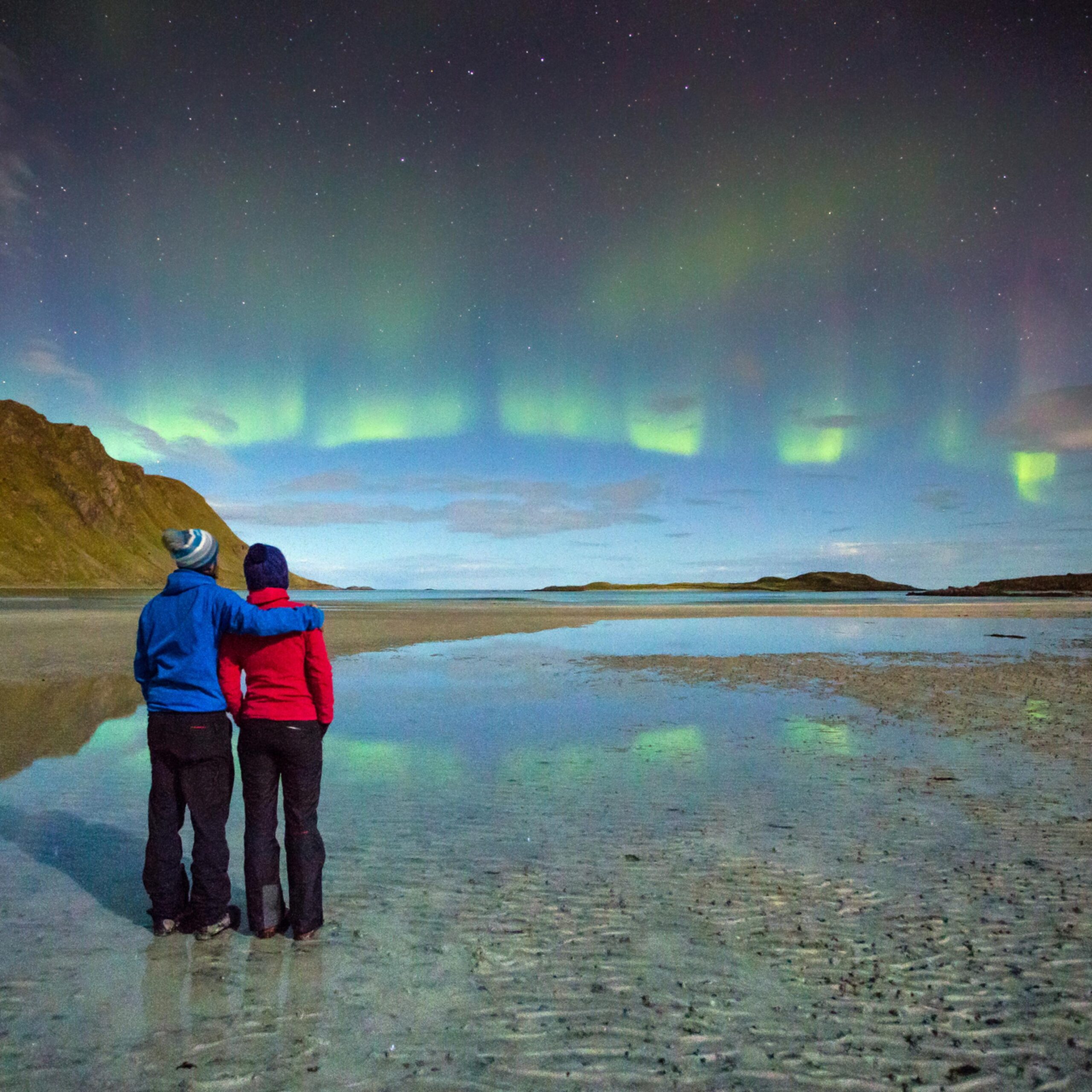 Couple enjoys northern lights