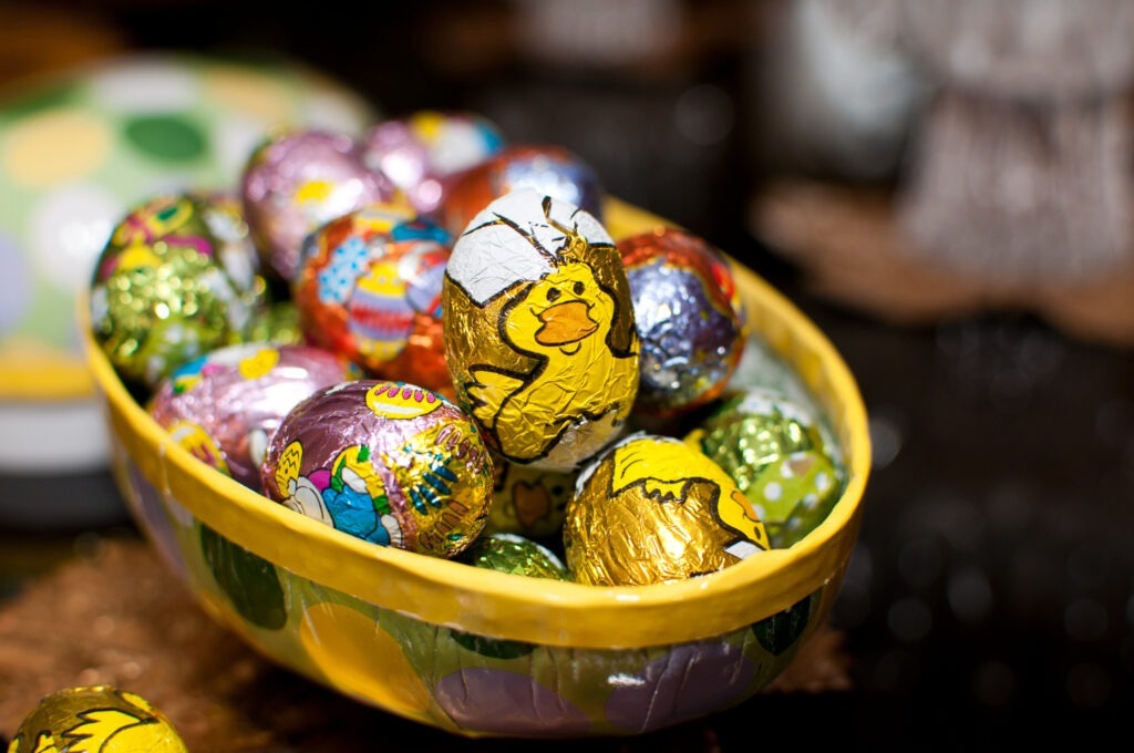 At Easter Swedes get together with their families. They celebrate by painting eggs and eating traditional Easter food like eggs, fowl, fish and lamb. Children receive Easter eggs filled with candy and dress up like colorful Easter witches.