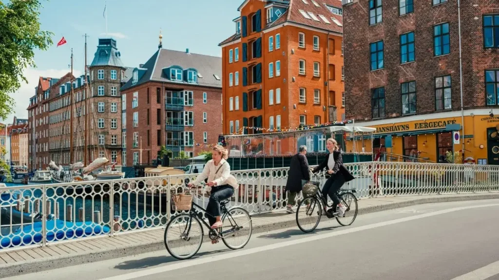 Women biking in Copenhagen